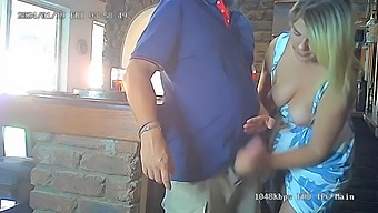 A Waitress Getting Caught By Her Manager While Masturbating At A Bar