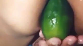 Stepmother Indulges In Anal Play With A Large Cucumber And Shares The Explicit Footage