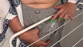 Stepdad Rubs His Big Dick On The Clothes Dryer, Watched By His Stepson